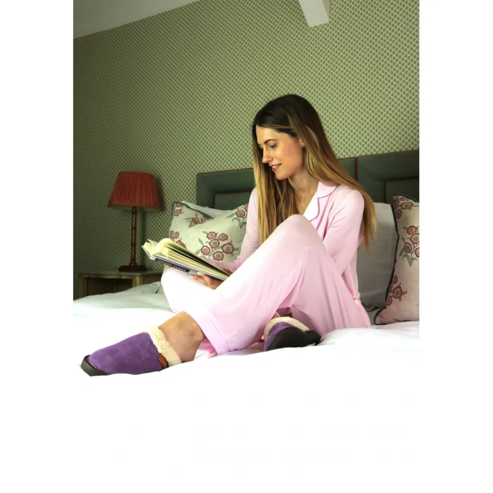 Lunar Shoes Babouche Otto en daim violet-Femme Chaussons Pour Femmes | A Enfiler