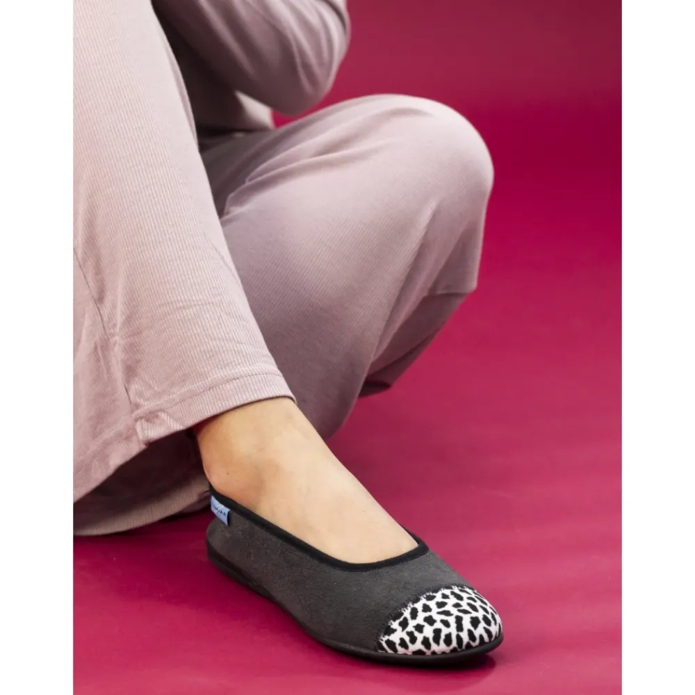 Lunar Shoes Chausson Escarpin Jessie Gris Léopard- Ballerine | A Enfiler