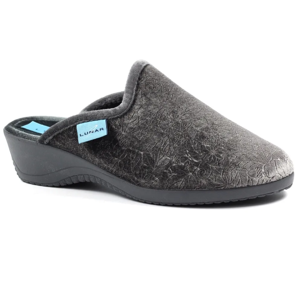Lunar Shoes Chausson Mule Gris Audrey- A Enfiler | Mule