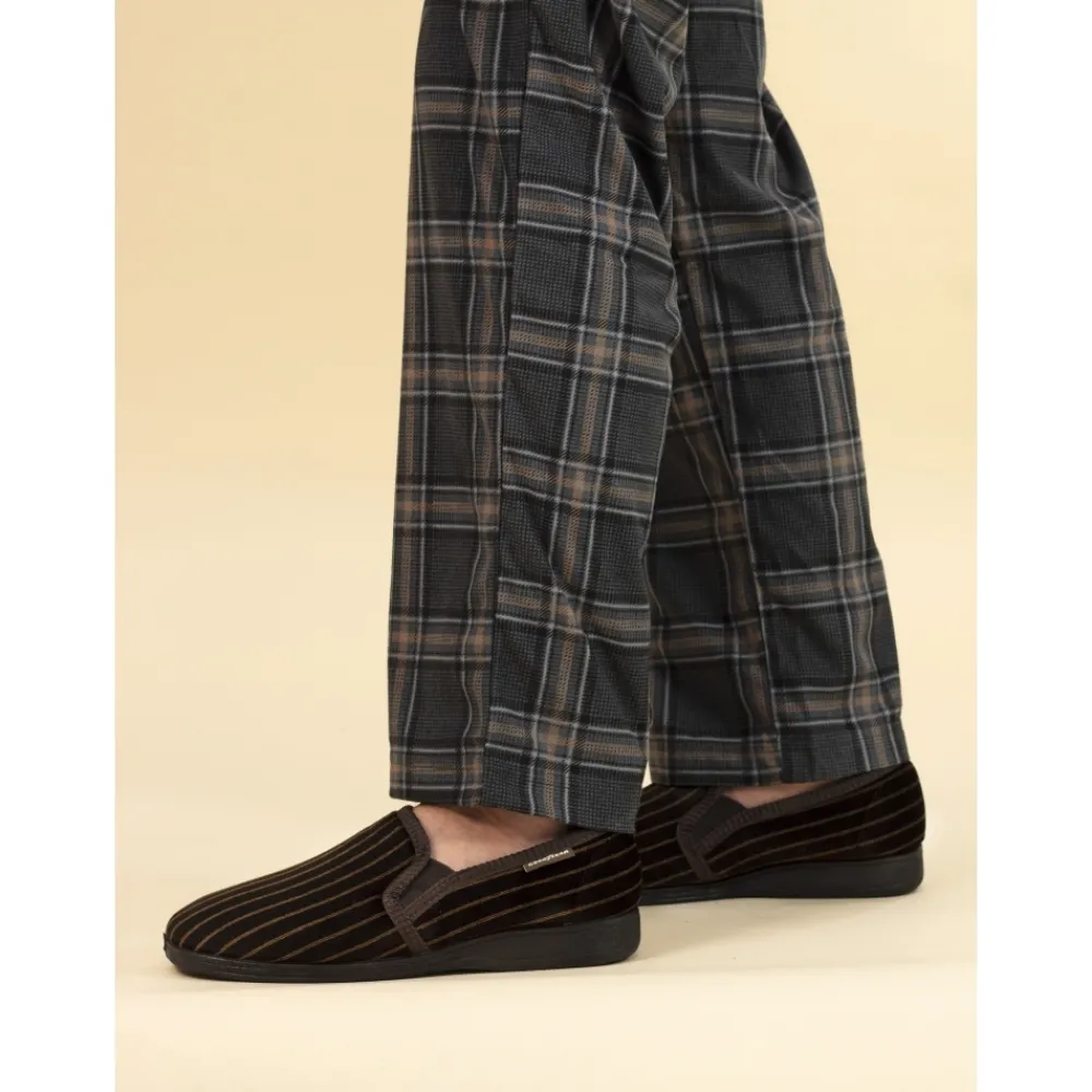Lunar Shoes Chaussons Souples Marron Don-Homme Chaussons Pour Hommes