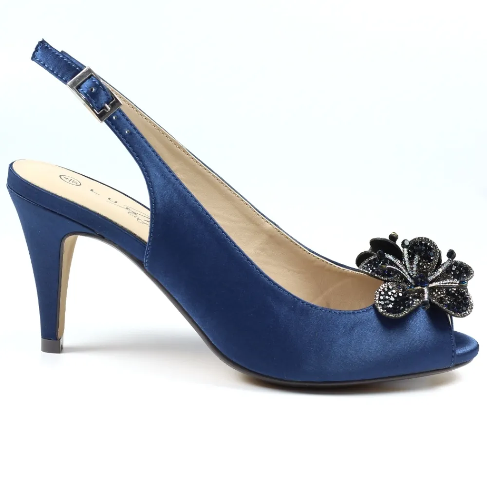 Lunar Shoes Escarpins À Bout Ouvert Bleu Marine Ankara- Chaussures Et Sacs Assortis | Chaussures À Bout Ouvert