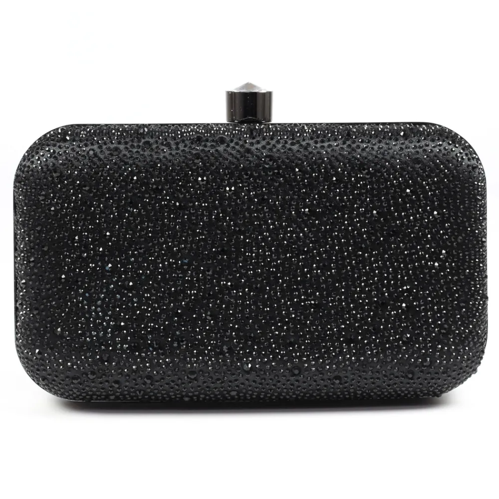 Lunar Shoes Pochette Royale Avec Pierres Précieuses Noires- Chaussures Et Sacs Assortis | Pochette