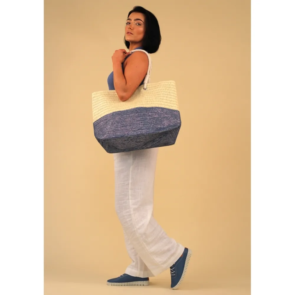 Lunar Shoes Sac De Plage Bicolore Bleu Multicolore Surie- Plage