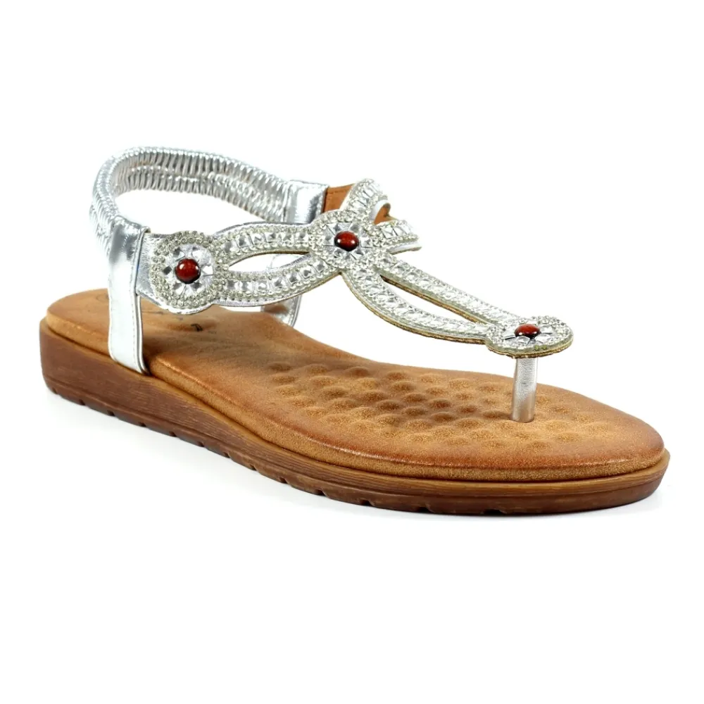 Lunar Shoes Sandale Argentée Iona- Élastique | Tige D'orteil