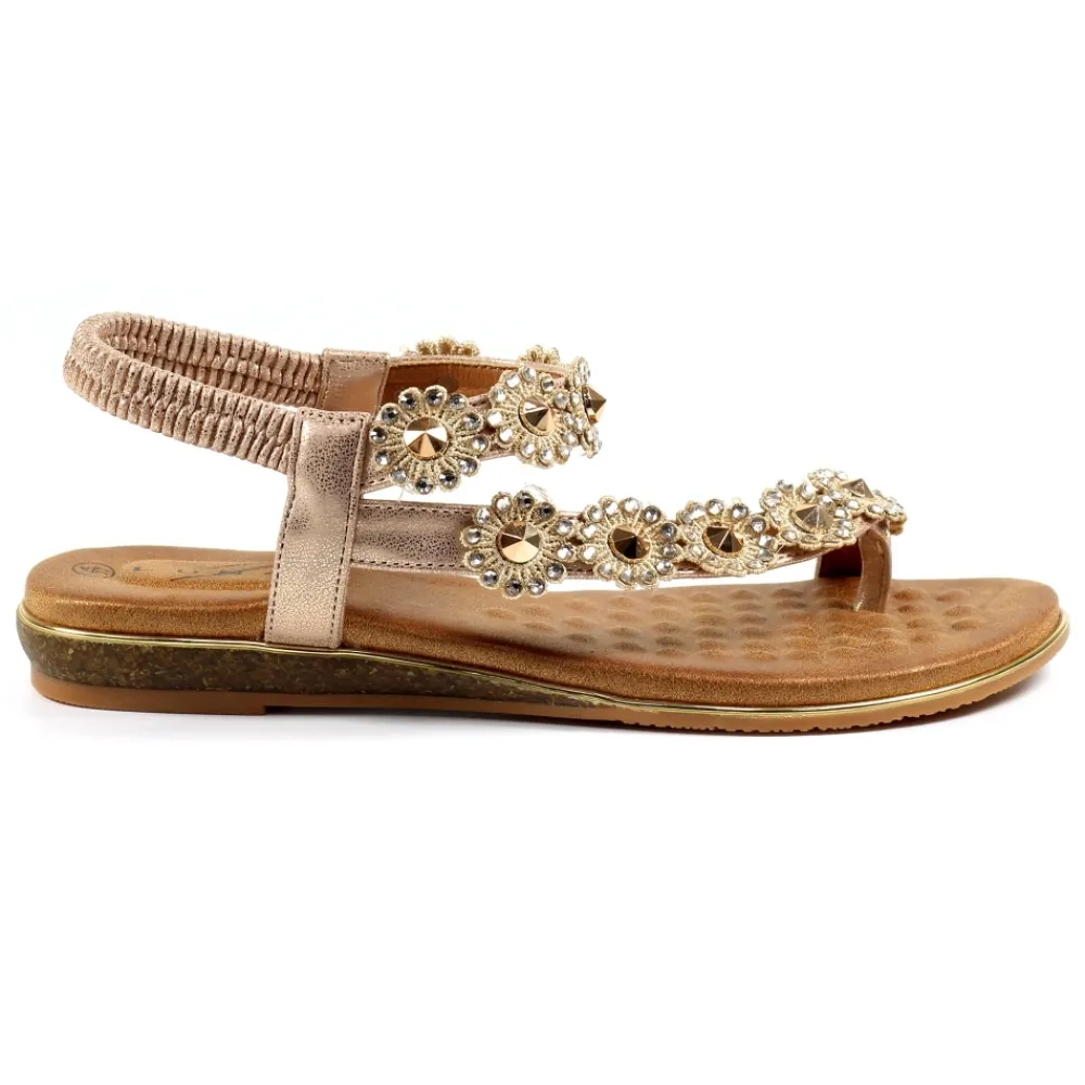 Lunar Shoes Sandale Charlotte Ii En Or Rose- Élastique | Toe Loop