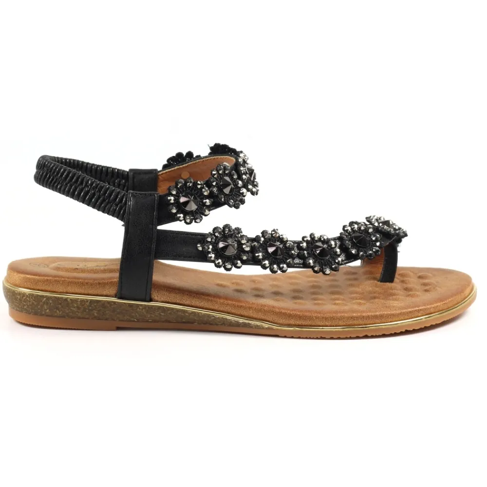 Lunar Shoes Sandale Charlotte Ii Noire- Élastique | Toe Loop