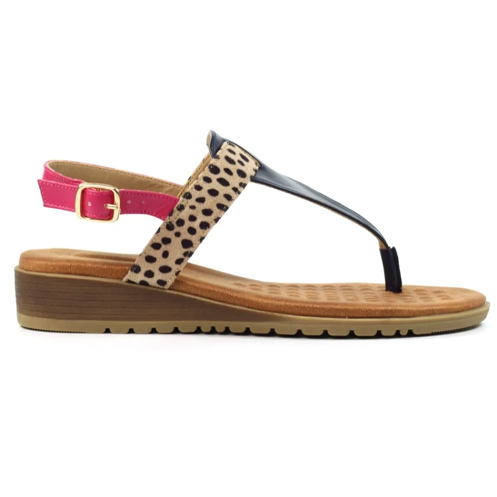 Lunar Shoes Sandale Gina Marine- Tige D'orteil | Semelle Compensée