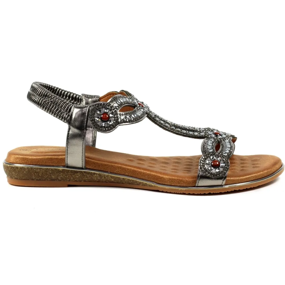 Lunar Shoes Sandale Marca En Étain- Élastique | Barre En T