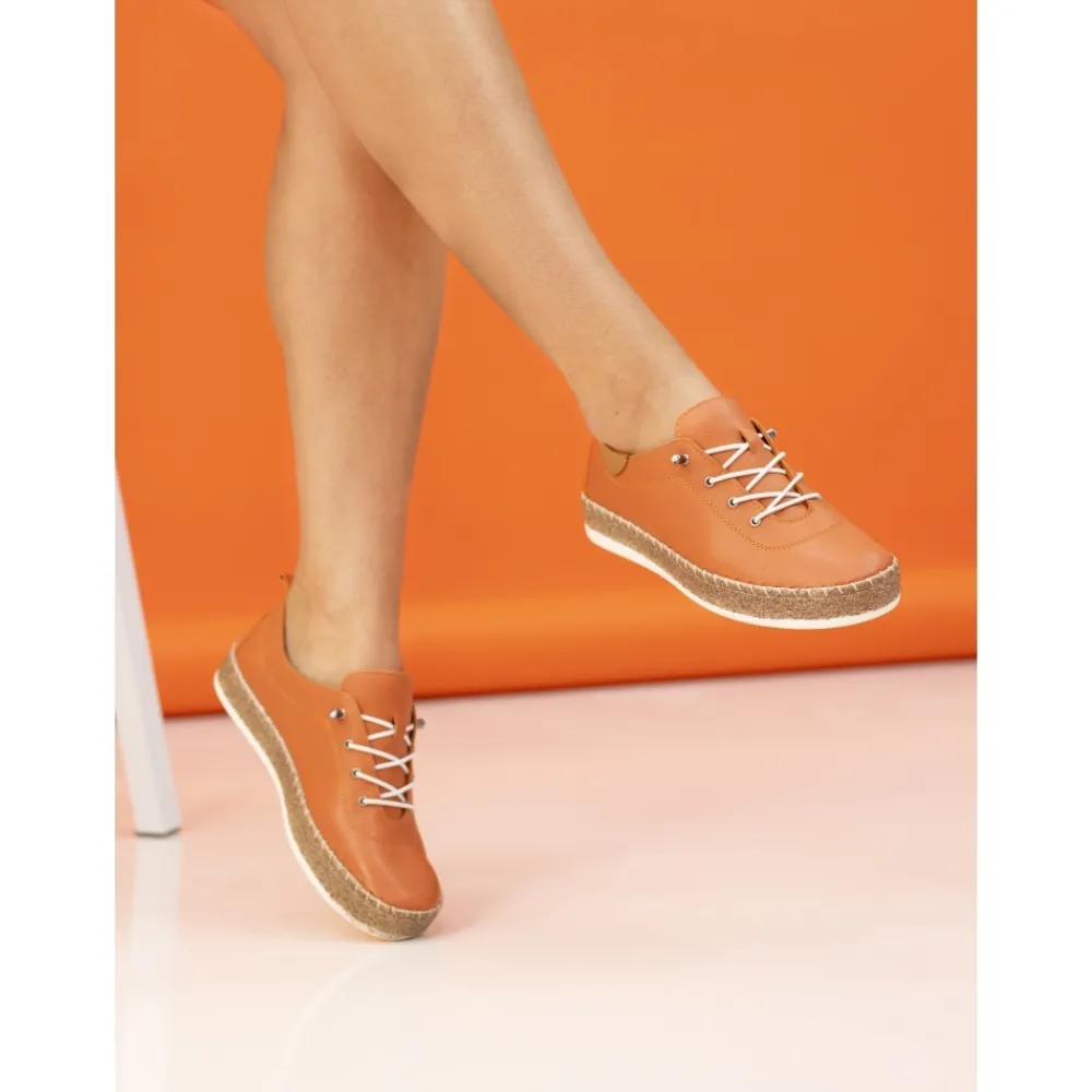 Lunar Shoes Tennis Evie En Cuir Orange- Chaussures Habillées | Chaussures Plates